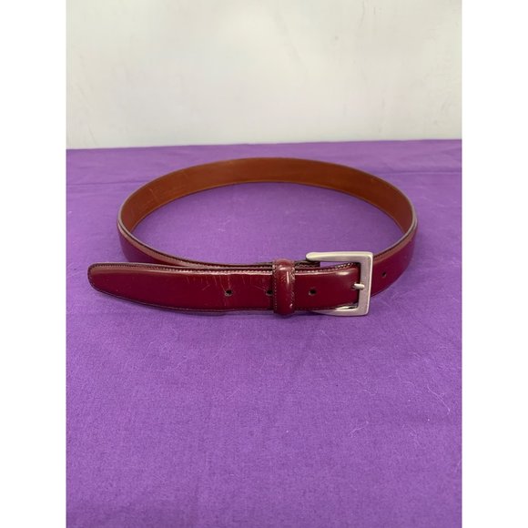 Coach Mens 32 Inch 1.25 Inch Width Handcrafted Costa Rica Polished Cowhide Silve - Picture 1 of 11